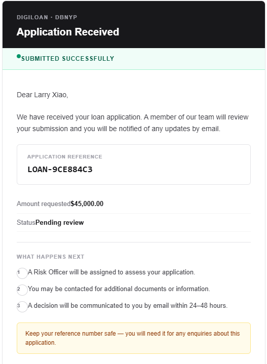 Loan Received Email Notification