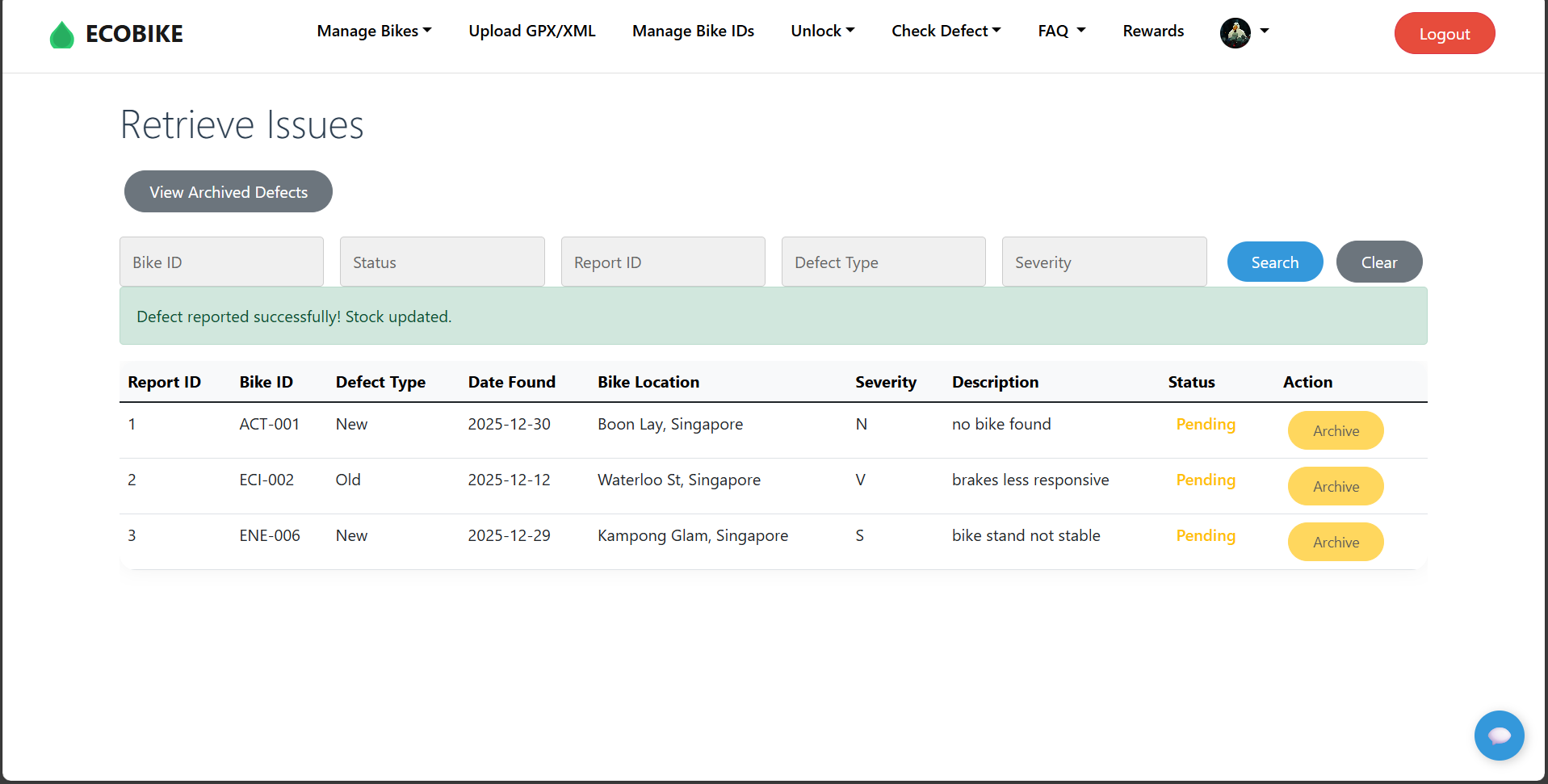 Admin Defect Dashboard