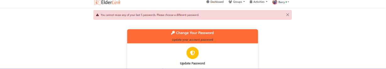 Change Password Interface