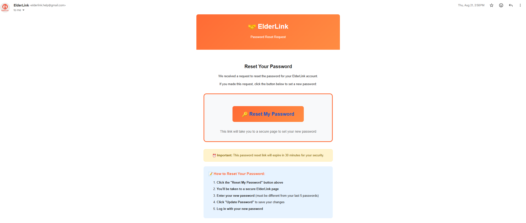 Password Reset Email
