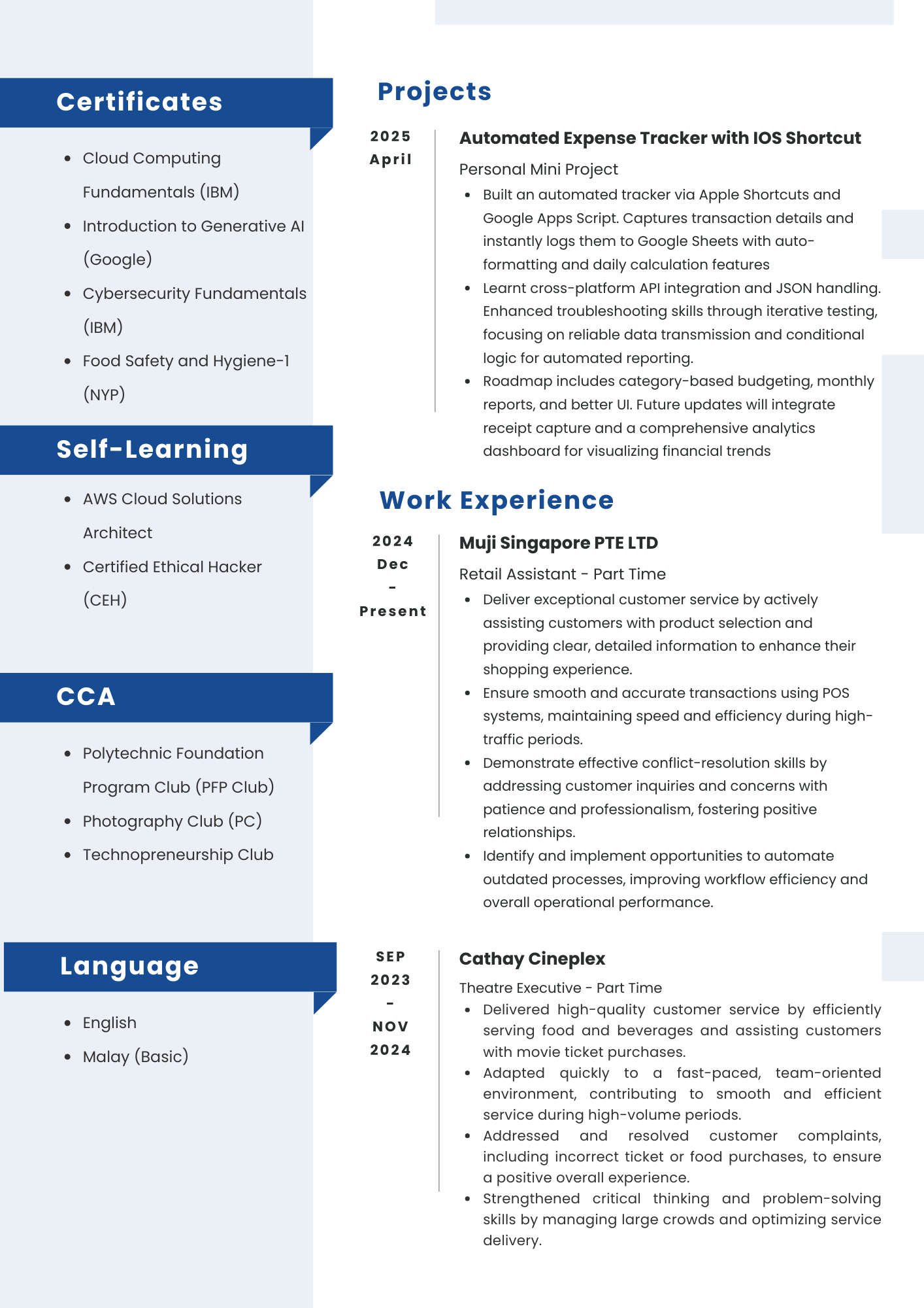 Resume page 2 preview